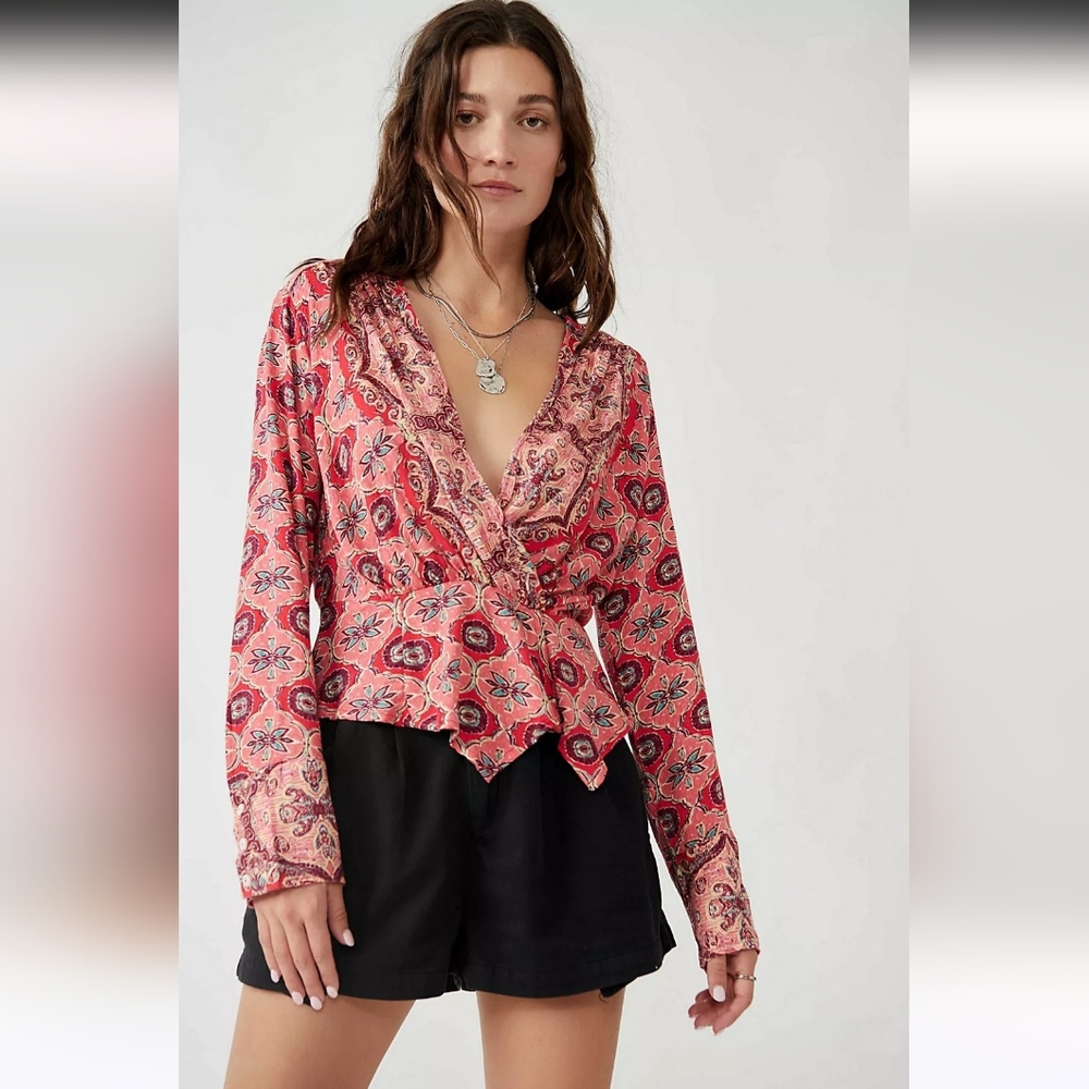 Free People Falling For You Pink Top